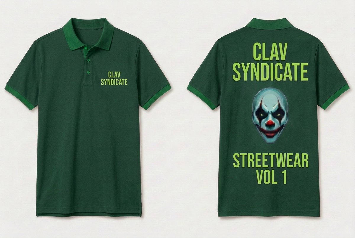 Forest-green neon-green polo front and back