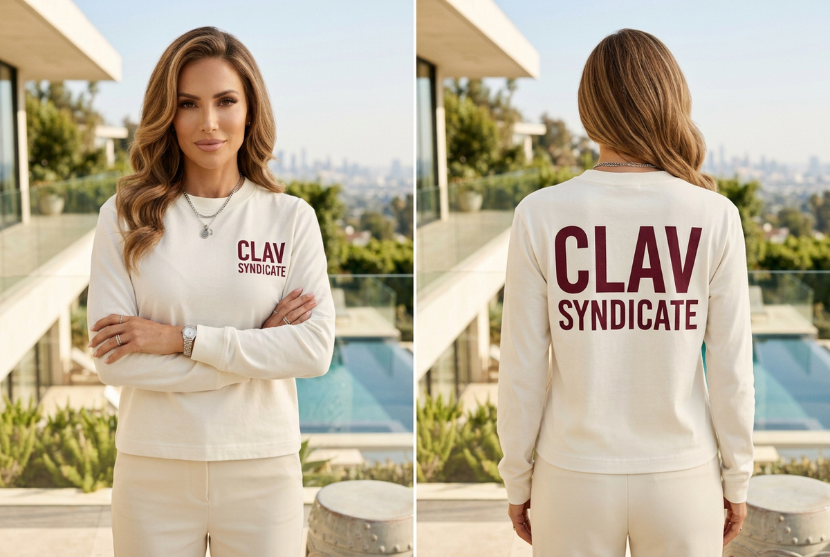 Women cream burgundy long sleeve front back mockup
