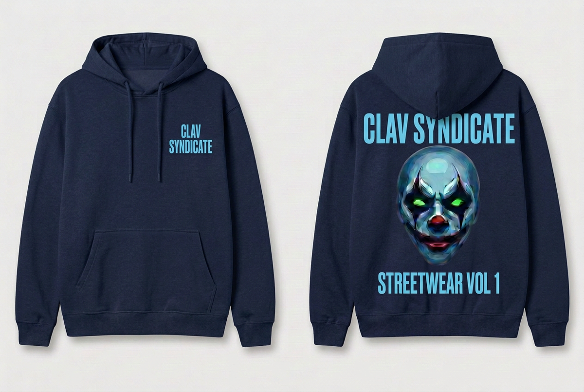 CLAV Syndicate Clown Pullover Hoodie - Navy / Light Blue