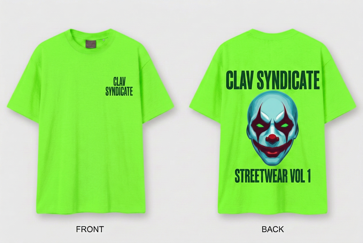 CLAV Syndicate Clown T-Shirt - Neon Green / Forest Green