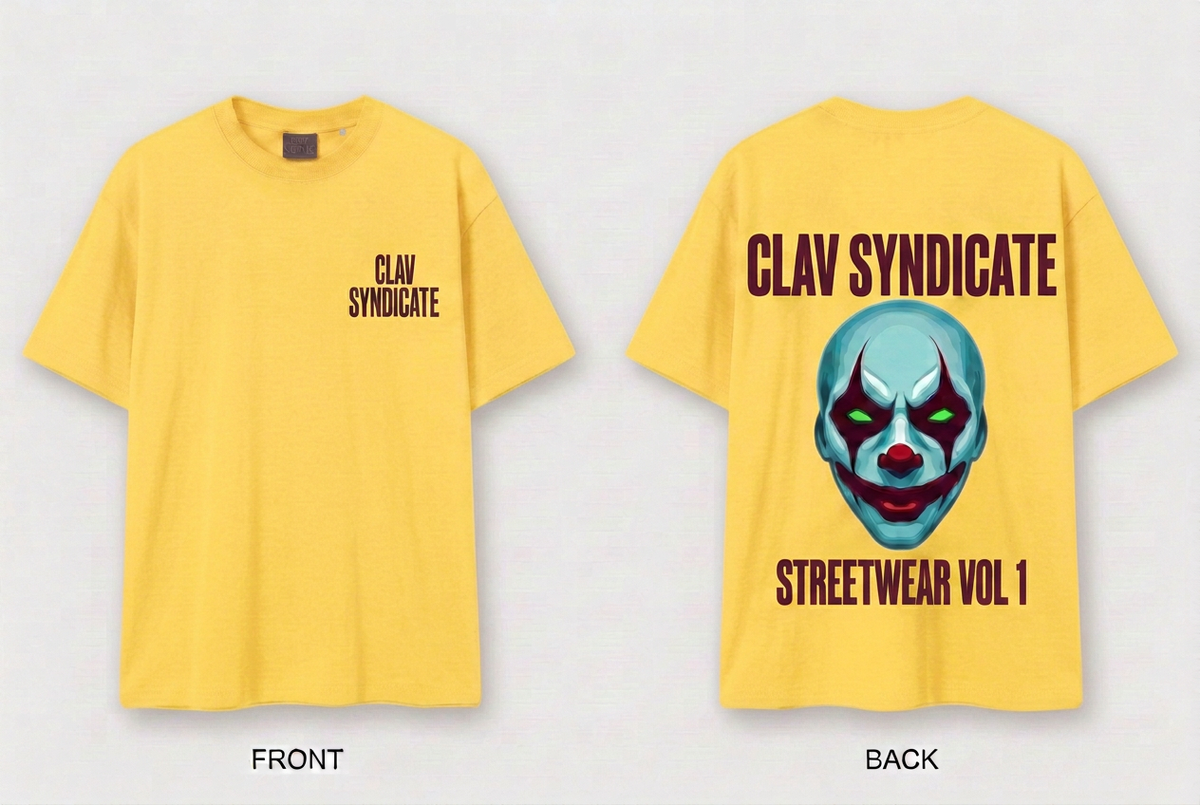 CLAV Syndicate Clown T-Shirt - Sunshine Yellow / Burgundy