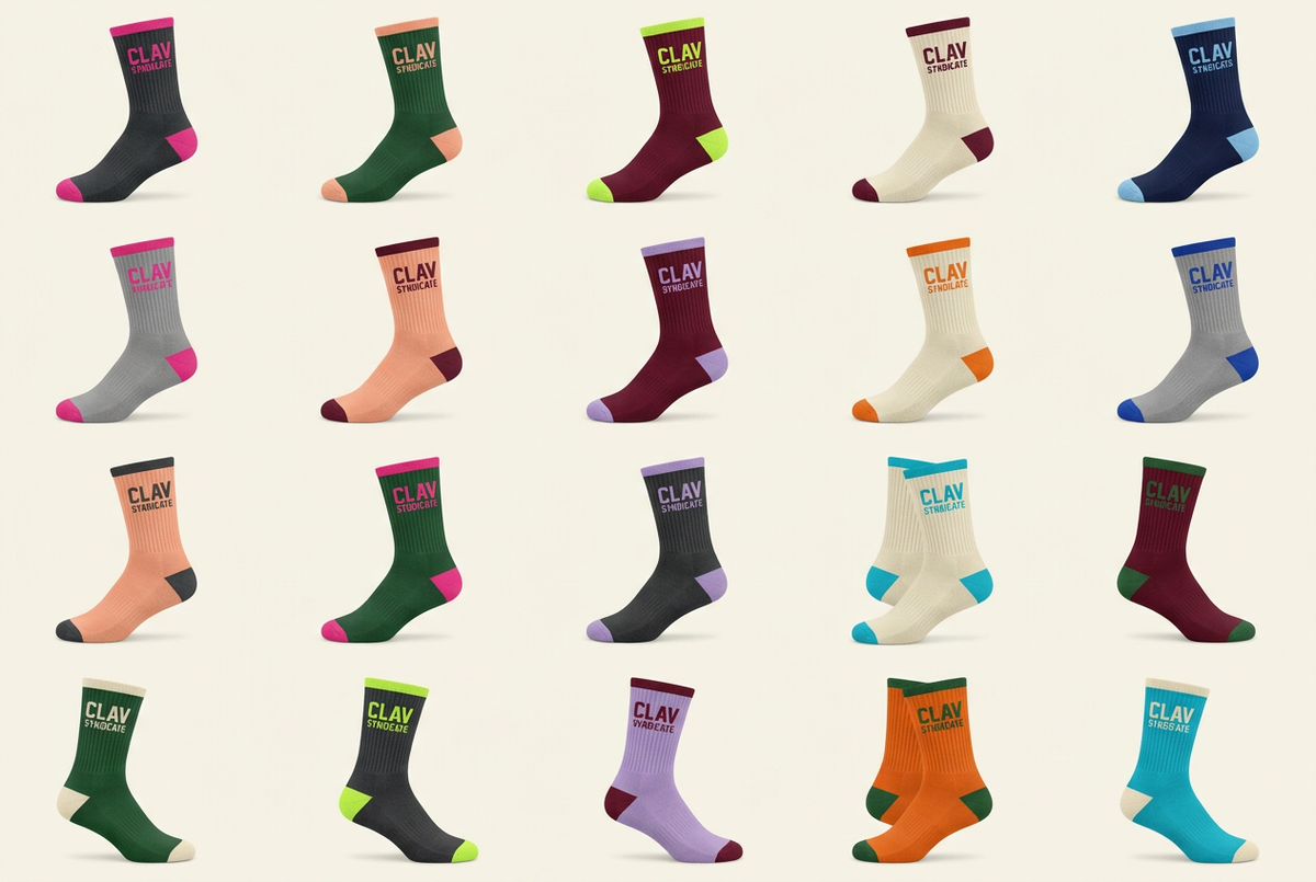 CLAV Syndicate Go Nuts Crew Socks — Design Catalogue