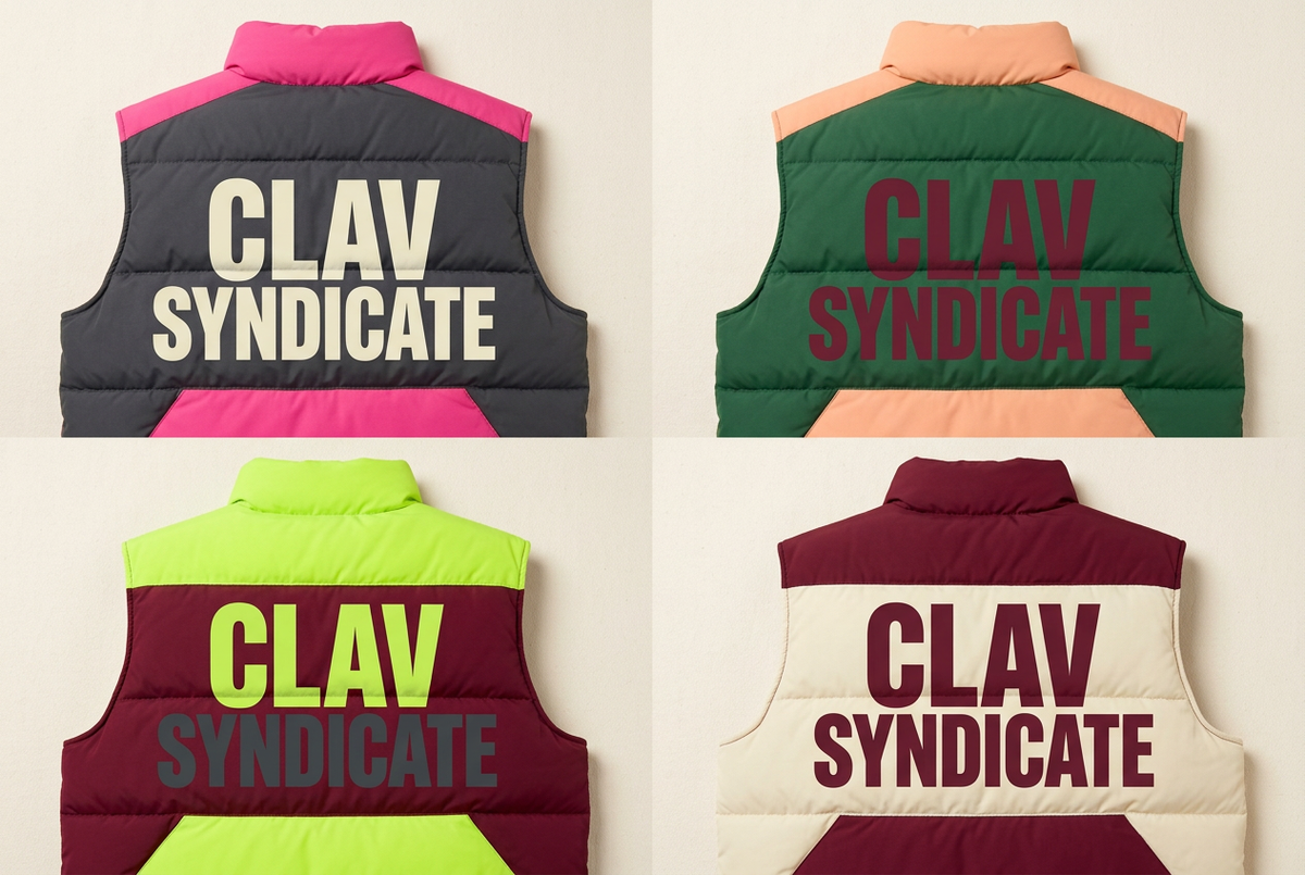 CLAV Syndicate Go Nuts Puffer Vests — Design Catalogue
