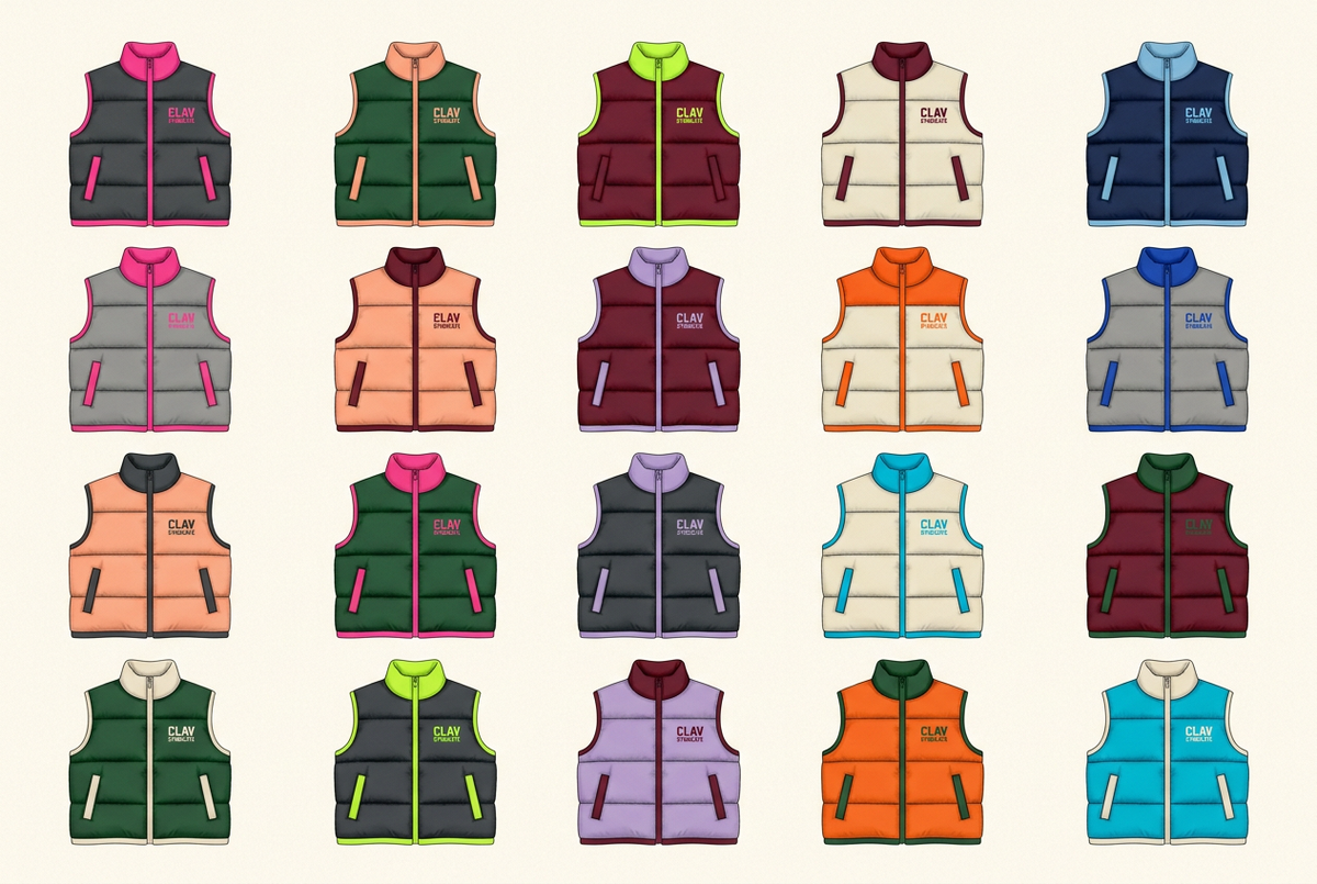 CLAV Syndicate Go Nuts Puffer Vests — Design Catalogue