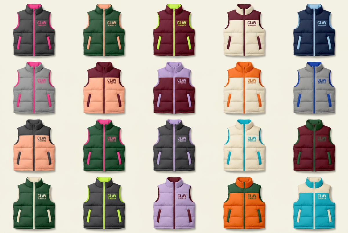 CLAV Syndicate Go Nuts Puffer Vests — Design Catalogue