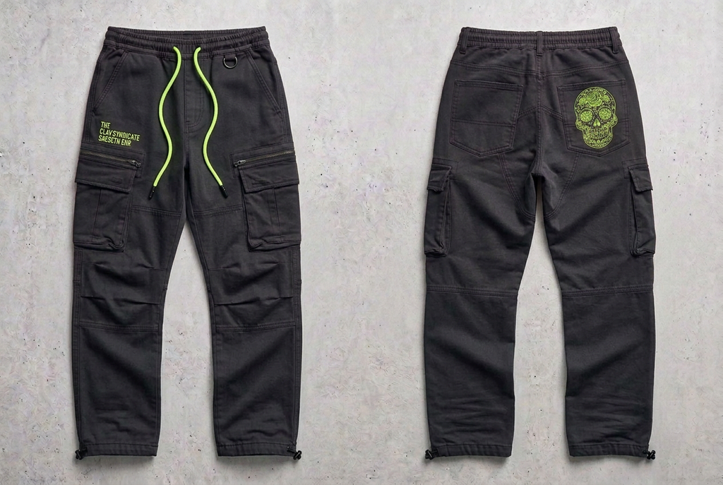 Charcoal-black cargo trousers