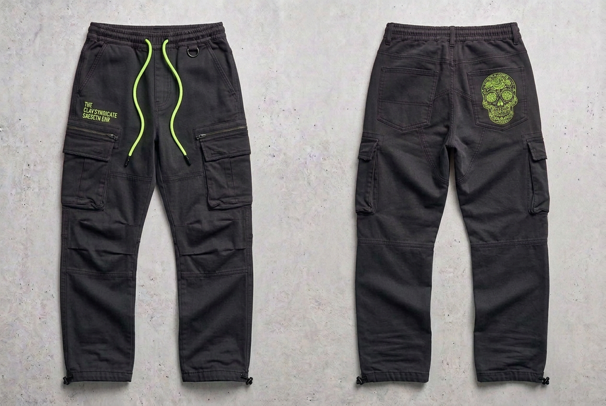 Charcoal-black cargo trousers