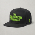 Charcoal/svart C.L.A.V Syndicate-snapback med hög krona, platt skärm och neongrön 3D-brodyr