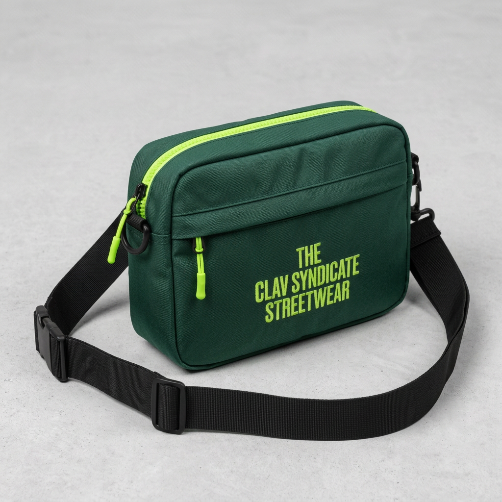 Forest-green crossbody bag