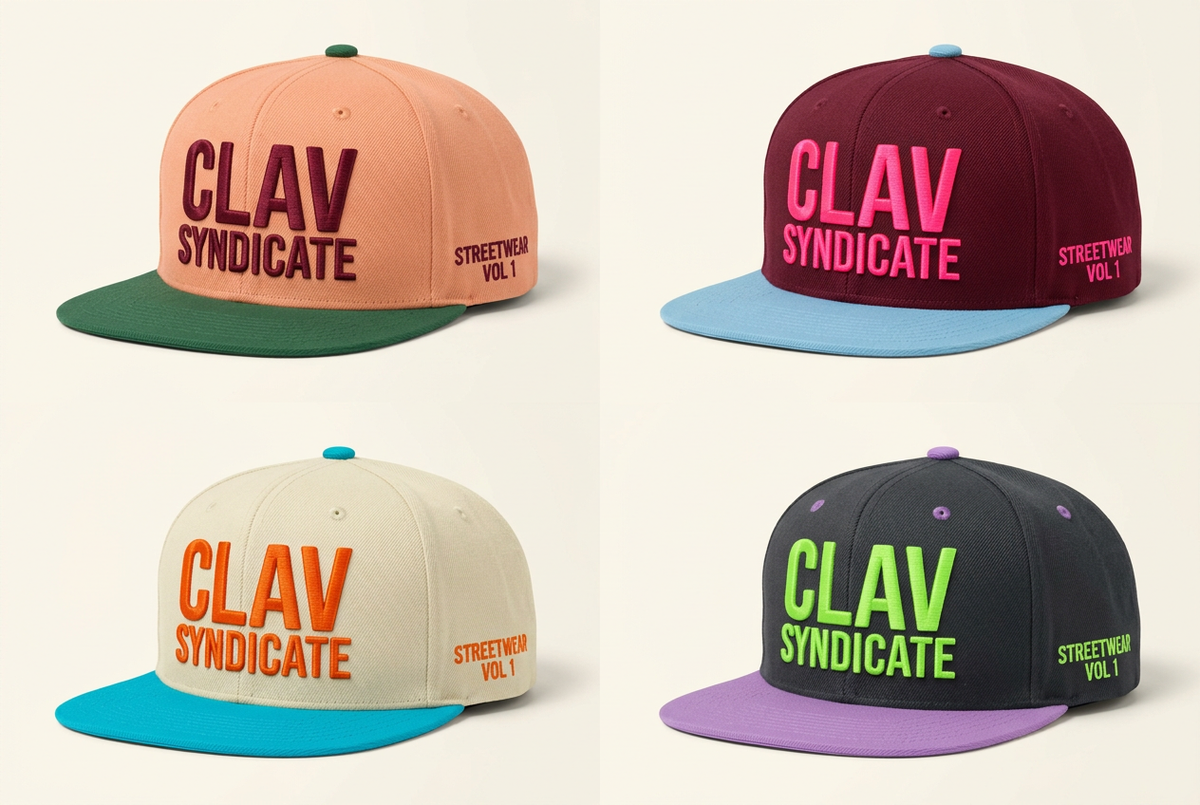 Four bold contrast CLAV snapback concepts
