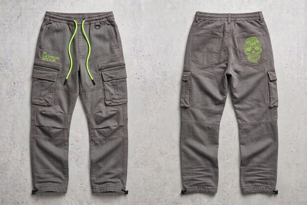 Grey cargo trousers