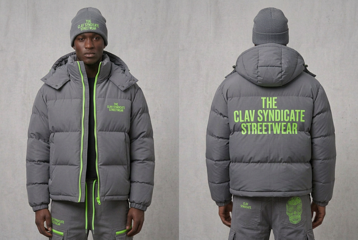 Grey puffer jacket
