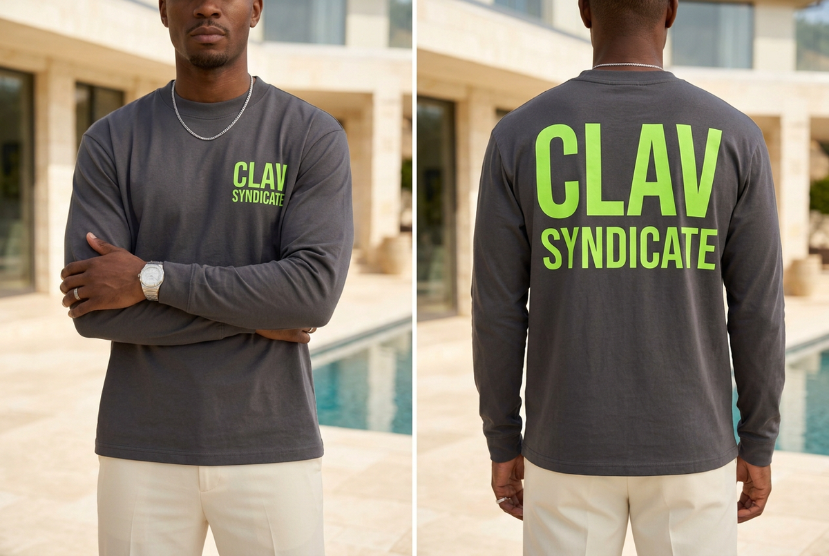Men charcoal neon green long sleeve front back mockup