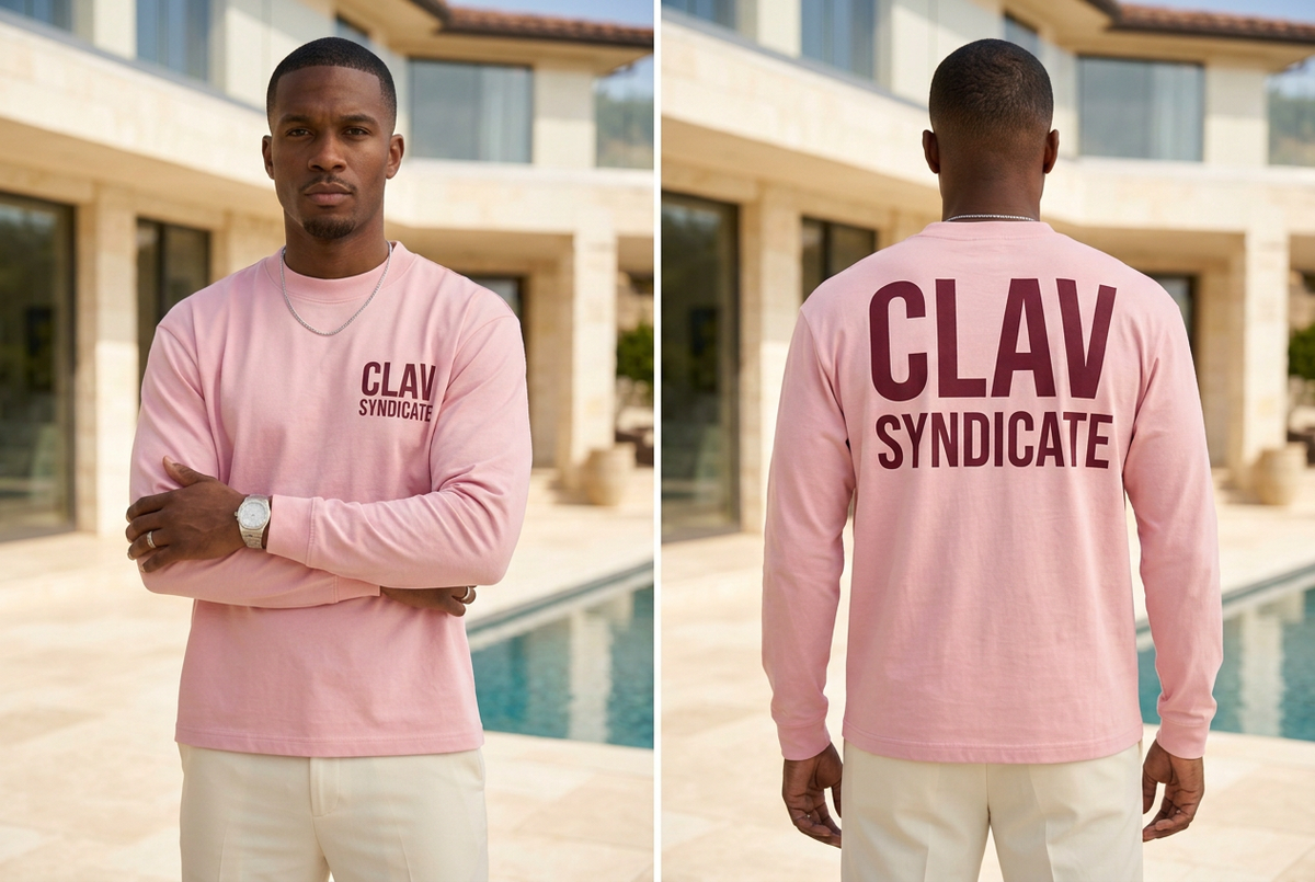 Men pink burgundy long sleeve front back mockup