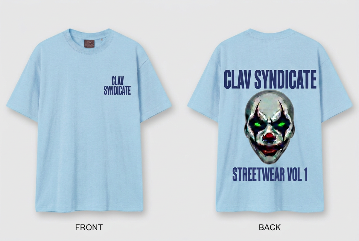 CLAV Syndicate Clown T-Shirt - Light Blue / Dark Blue