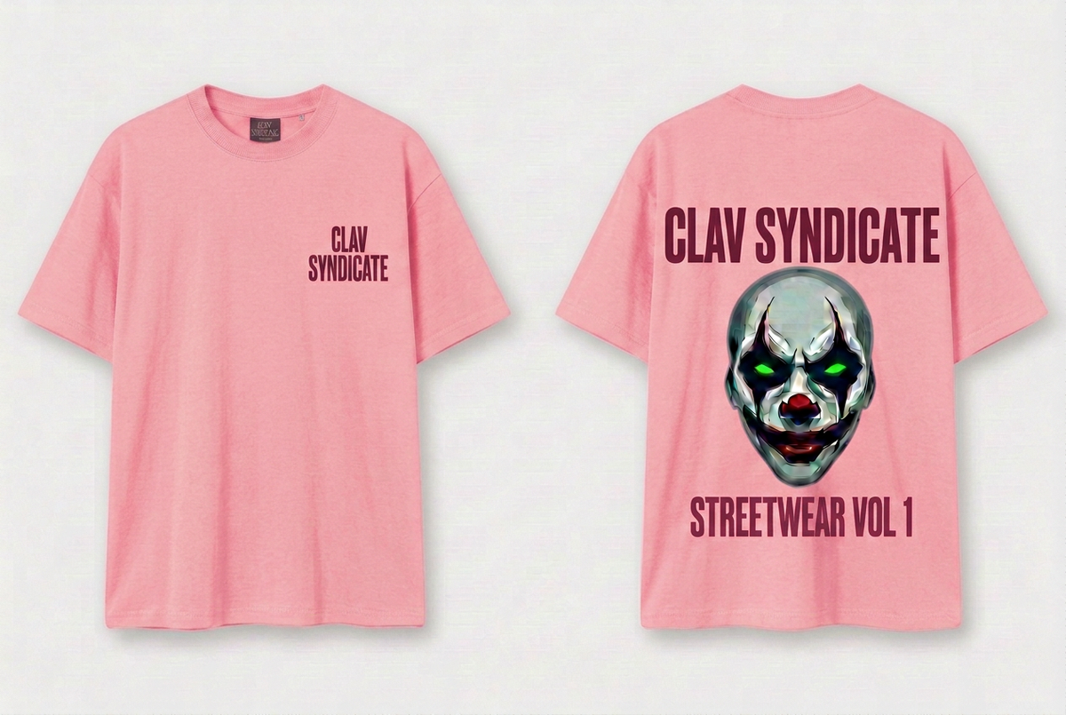 CLAV Syndicate Clown T-Shirt - Light Summer Pink / Burgundy