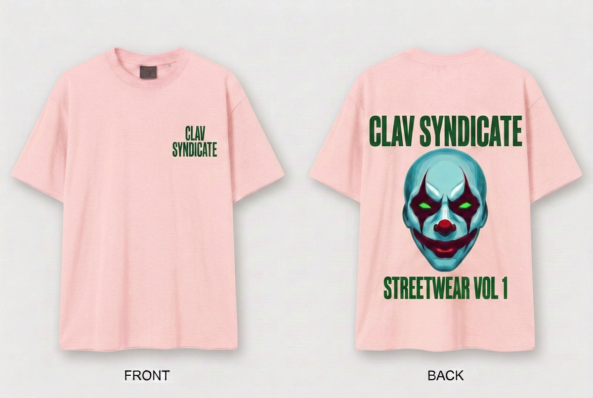 CLAV Syndicate Clown T-Shirt - Light Summer Pink / Burgundy