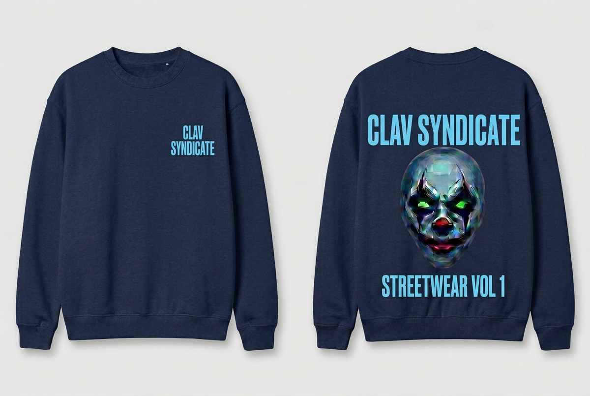 CLAV Syndicate Clown Crewneck - Navy / Light Blue